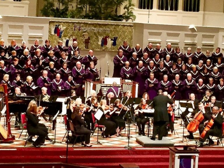 Photo of Masterworks Concert with chancel choir and orchestra.