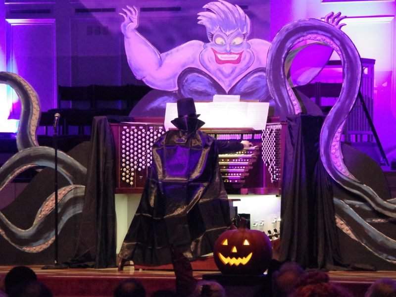 Our pipe organ, Ursula, being played by our organist, John Cargile.