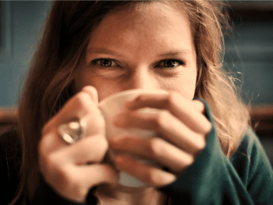 Mom drinking coffee