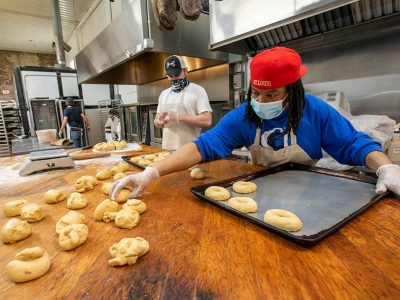 2021-03-04--Product being produce at Bridge Bread Bakery, 2639 Cherokee St.